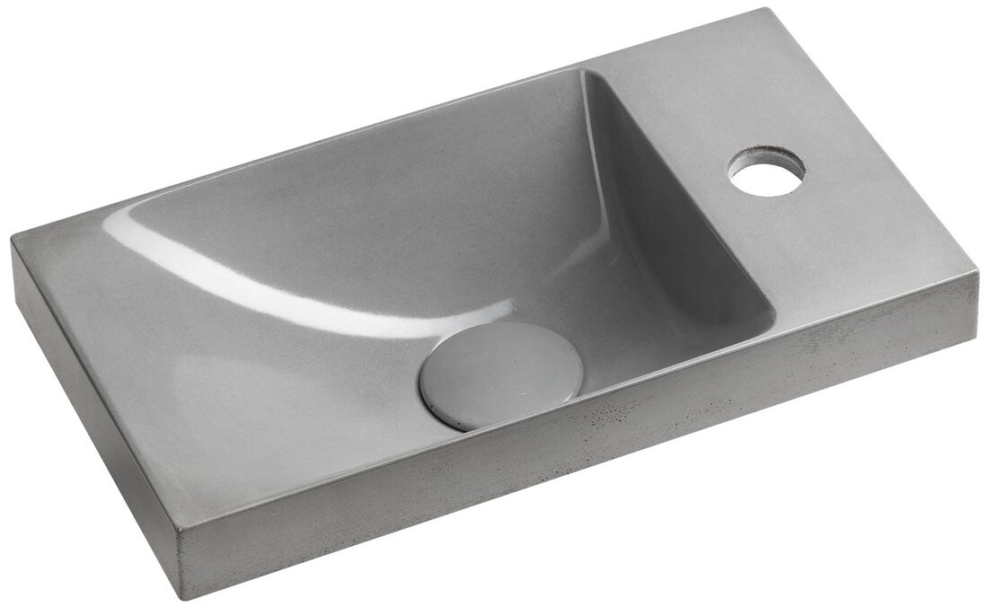 Sapho AGOS betonové umývátko 40x22cm, levé/pravé, šedá pololesk