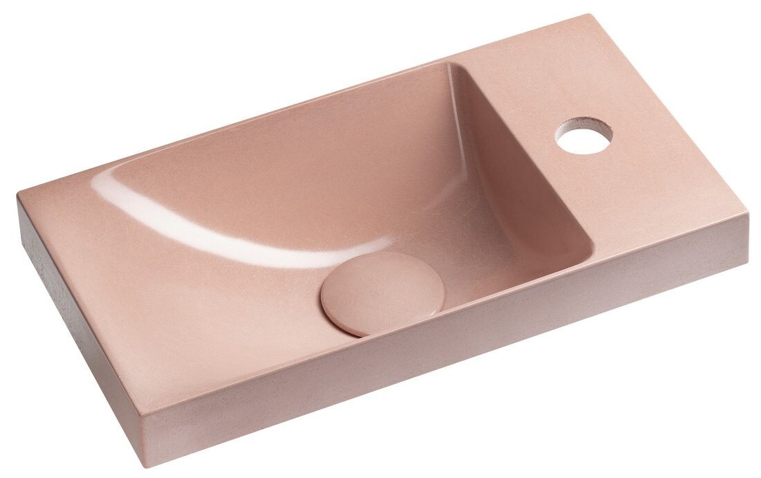 Sapho AGOS betonové umývátko 40x22cm, levé/pravé, růžová pololesk