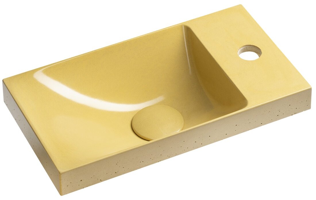 Sapho AGOS betonové umývátko 40x22cm, levé/pravé, žlutá pololesk