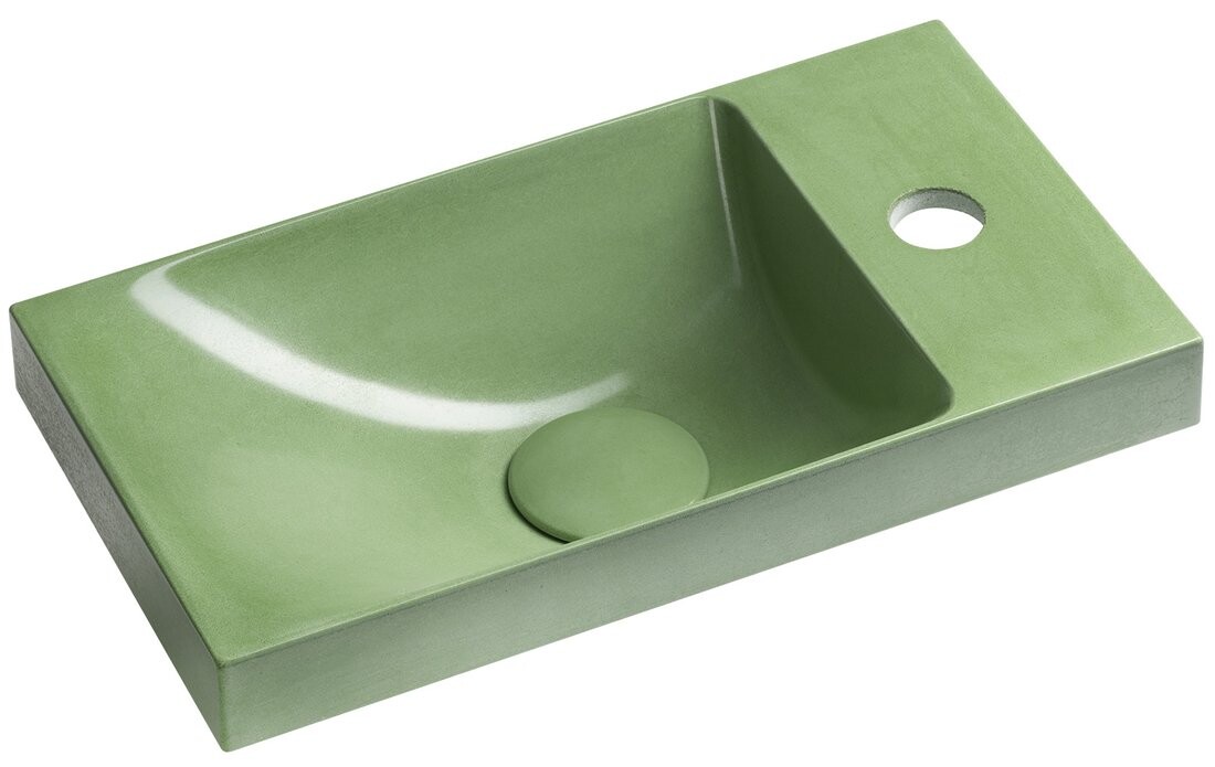 Sapho AGOS betonové umývátko 40x22cm, levé/pravé, zelená pololesk