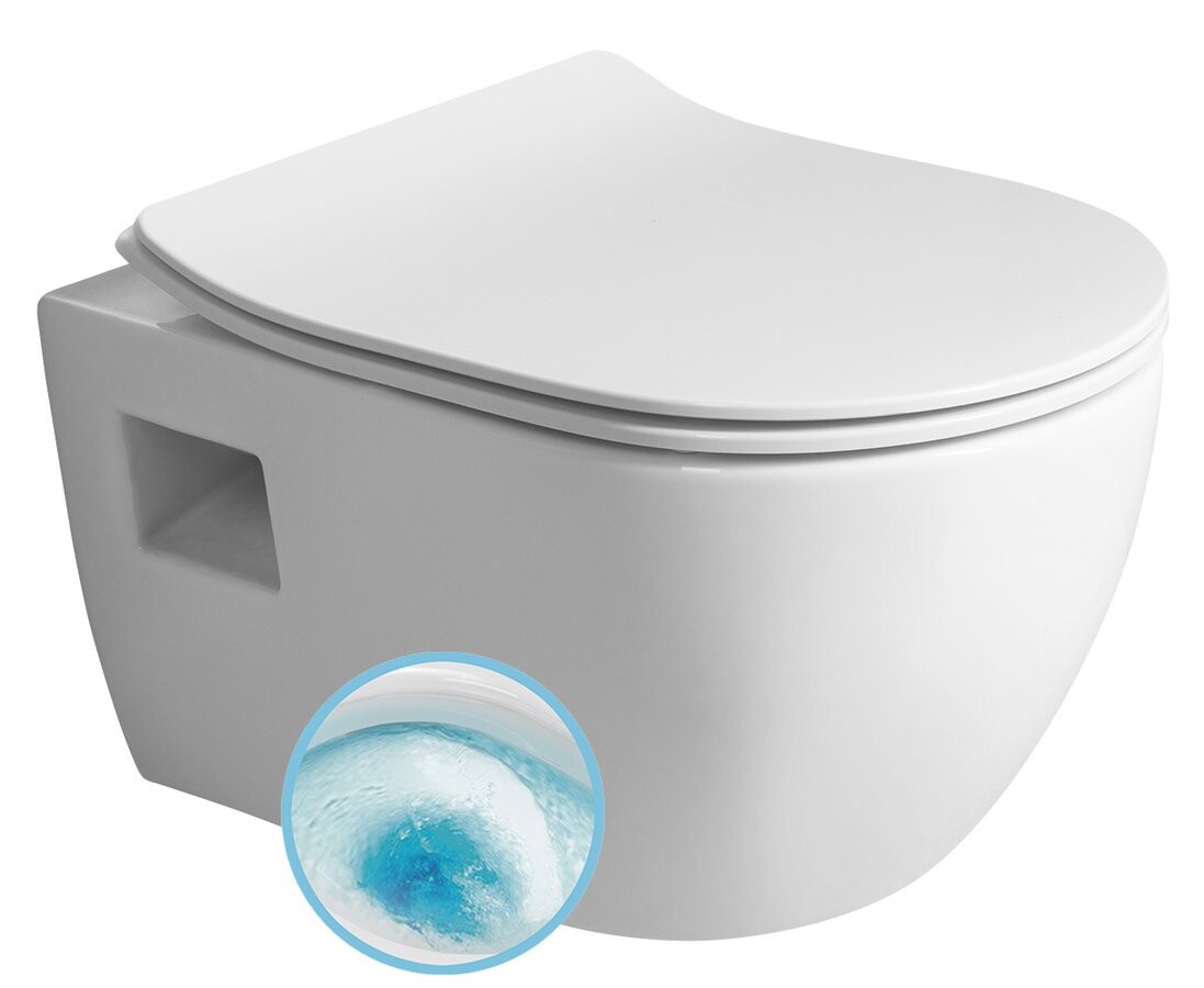 Bruckner LUNA závěsná WC mísa, Vortex Rimless, 35,5x49cm, bílá