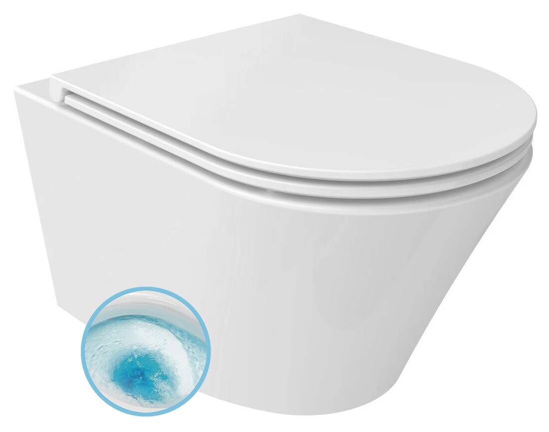 Sapho PACO závěsná WC mísa, Vortex Rimless, 36x53cm, bílá