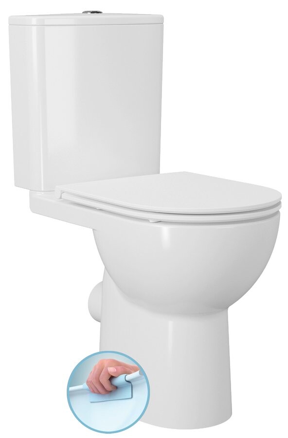 Sapho SANIVEX WC kombi, zvýšený sedák, Rimless, spodní/zadní odpad, bílá