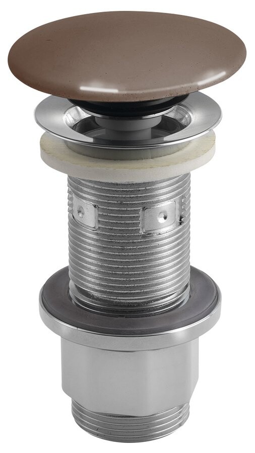 Sapho Umyvadlová výpust 5/4“, click-clack, betonová zátka, 10-80mm, tmavě hnědá pololesk