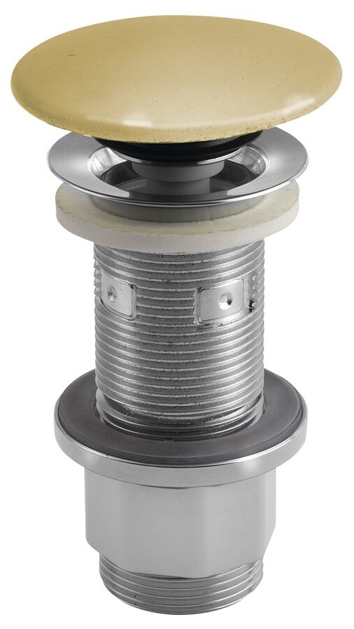 Sapho Umyvadlová výpust 5/4“, click-clack, betonová zátka, 10-80mm, žlutá pololesk