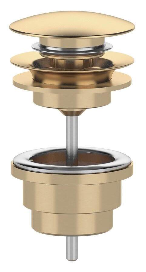 Sapho Umyvadlová výpust 5/4“, click-clack, velká zátka, 10-65mm, zlato mat