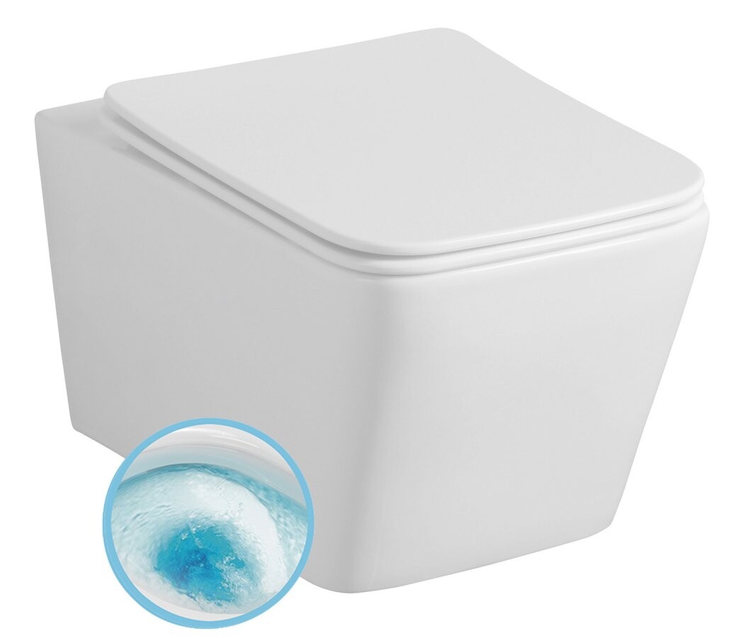 Sapho PORTO závěsná WC mísa, Vortex Rimless, 35,5x52cm, bílá