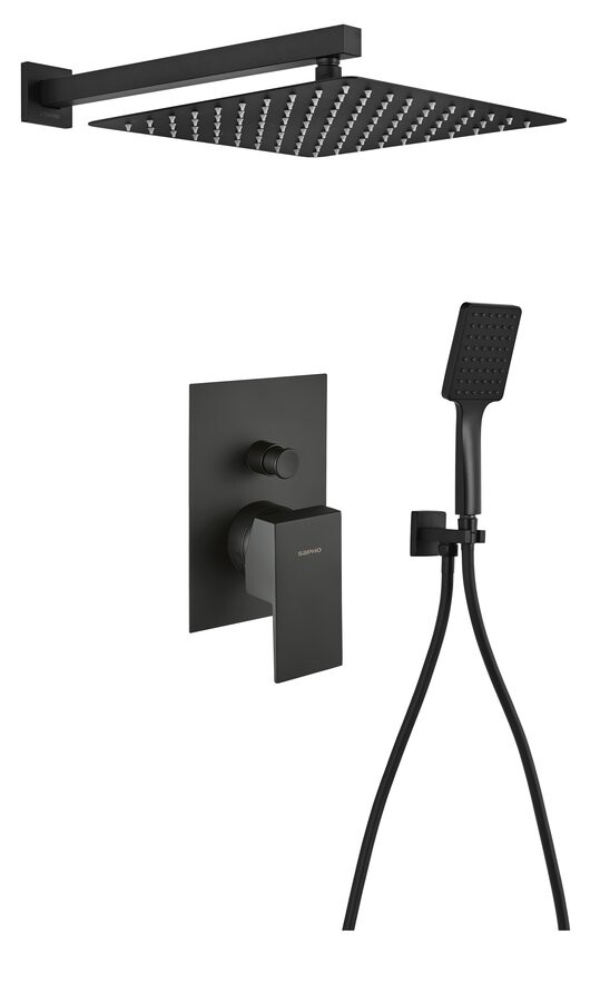 Sapho SPECTRE podomítkový sprchový set s pákovou baterií, 2 výstupy, černá mat