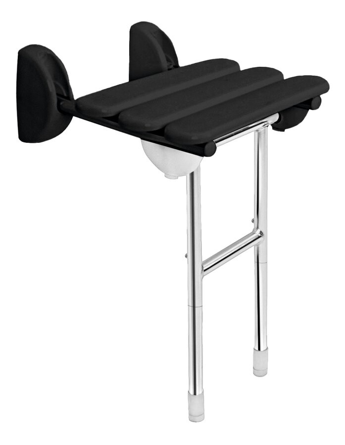 Ridder HANDICAP sklopné sedátko do sprchového koutu s podpěrou, 38x36cm, černá