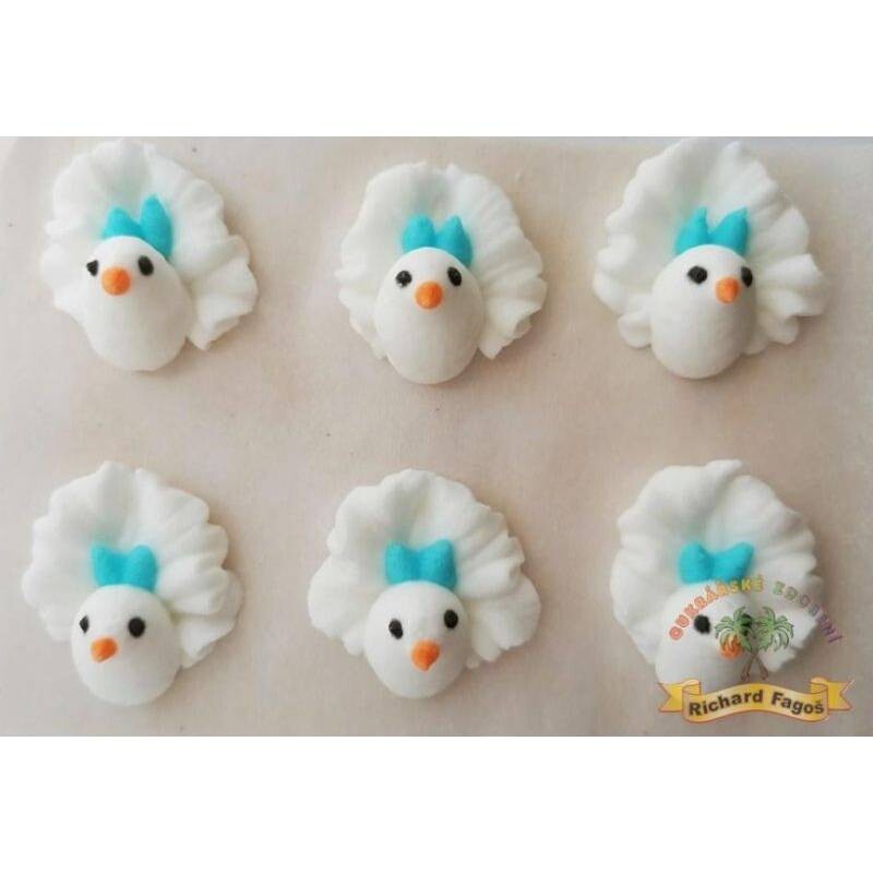 Cukrová dekorace holubička s modrou mašlí 6ks - Fagos