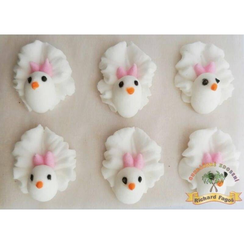 Cukrová dekorace holubička s růžovou mašlí 6ks - Fagos