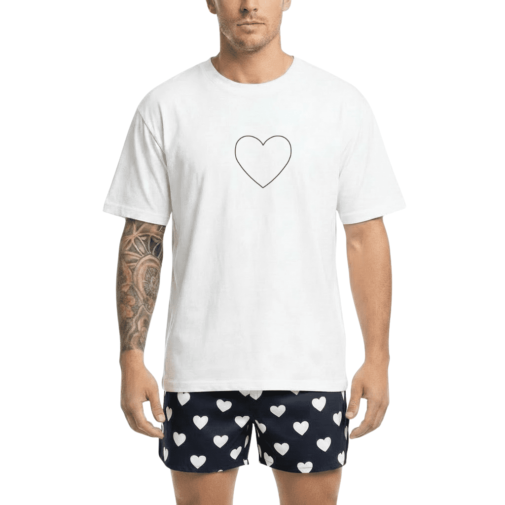 Slippsy Unisex tričko Line heart bílé/S
