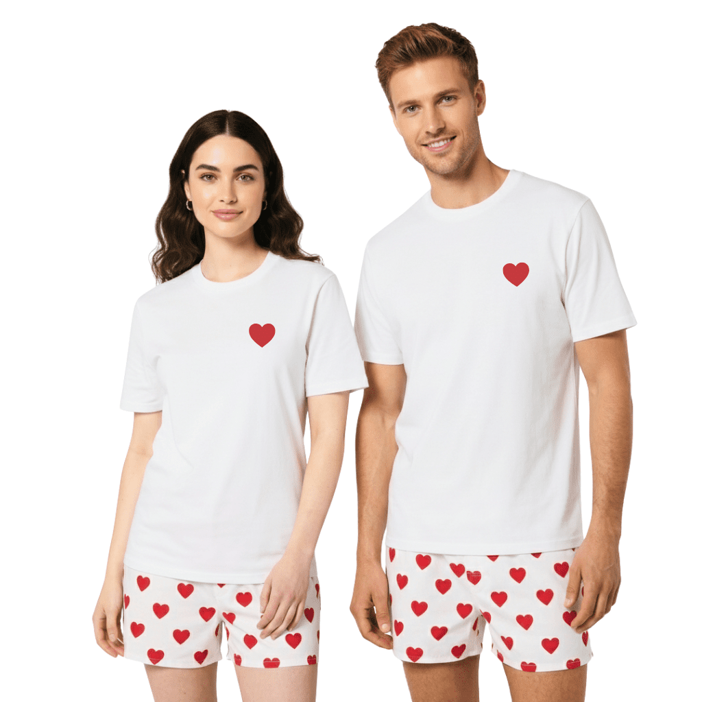 Slippsy Unisex tričko Red heart bílé/S