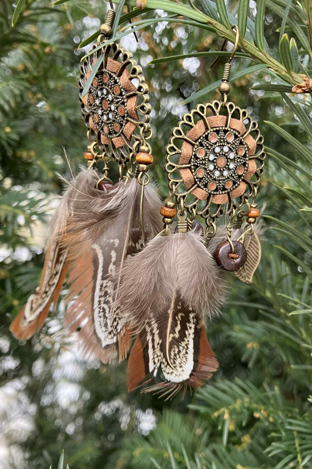 Himalife Náušnice Pírka - natural