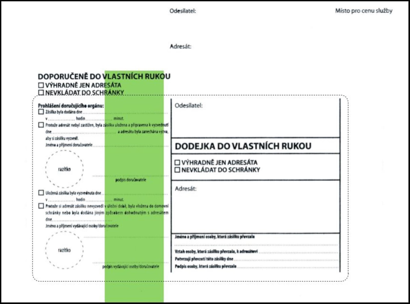 Krkonošské obálky Dodejky C5 - zelený pruh, s krycí páskou, 1000 ks