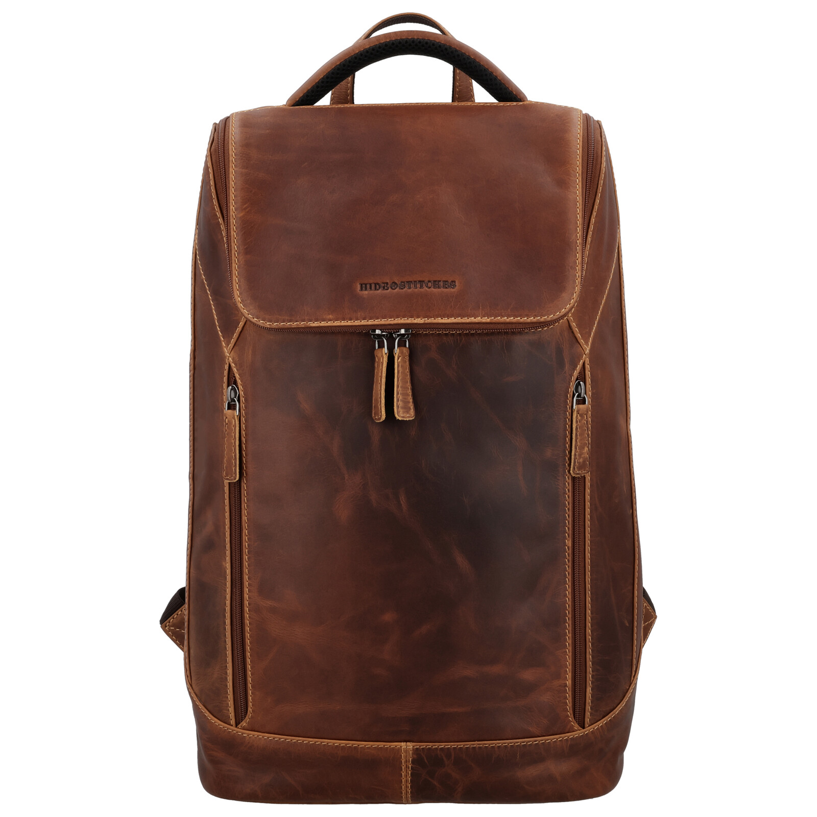 Kožený batoh Hide & Stitches Japura - 18,5 L - koňakový - 46x29x14 cm