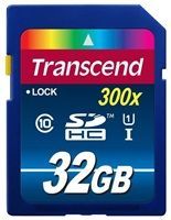 Transcend 32GB SDHC (Class 10) UHS-I 300X paměťová karta, Read: 90MB/s; Write: 25MB/s