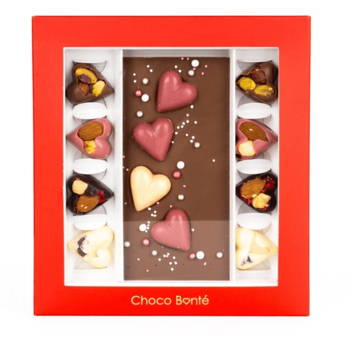 Dárková čokoláda s bonbóny mléčná z lásky