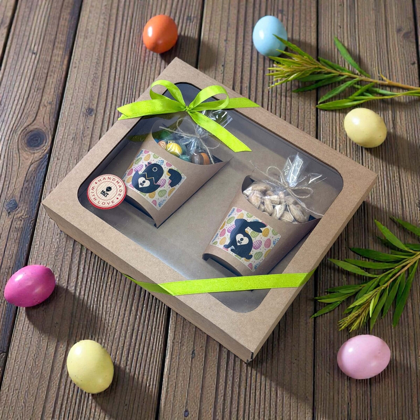 Nutworld.cz Dárková ořechová krabice s kelímky 2x180g – VELIKONOČNÍ