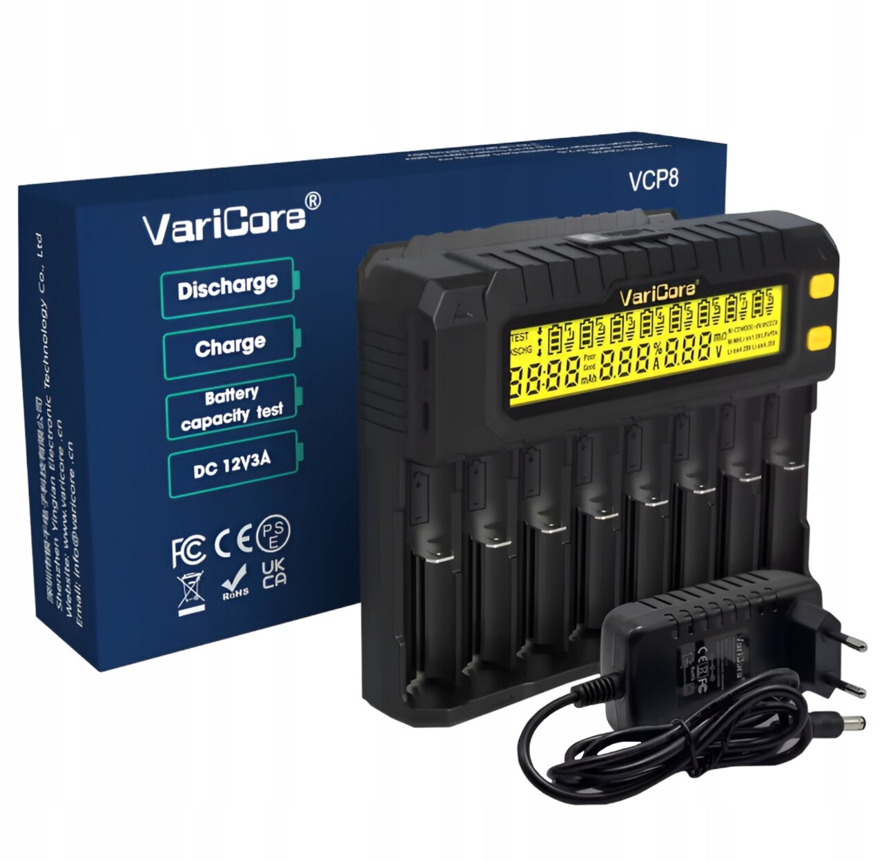 Nabíječka VariCore VCP8 pro baterie Aa Aaa 18650 21700 26700