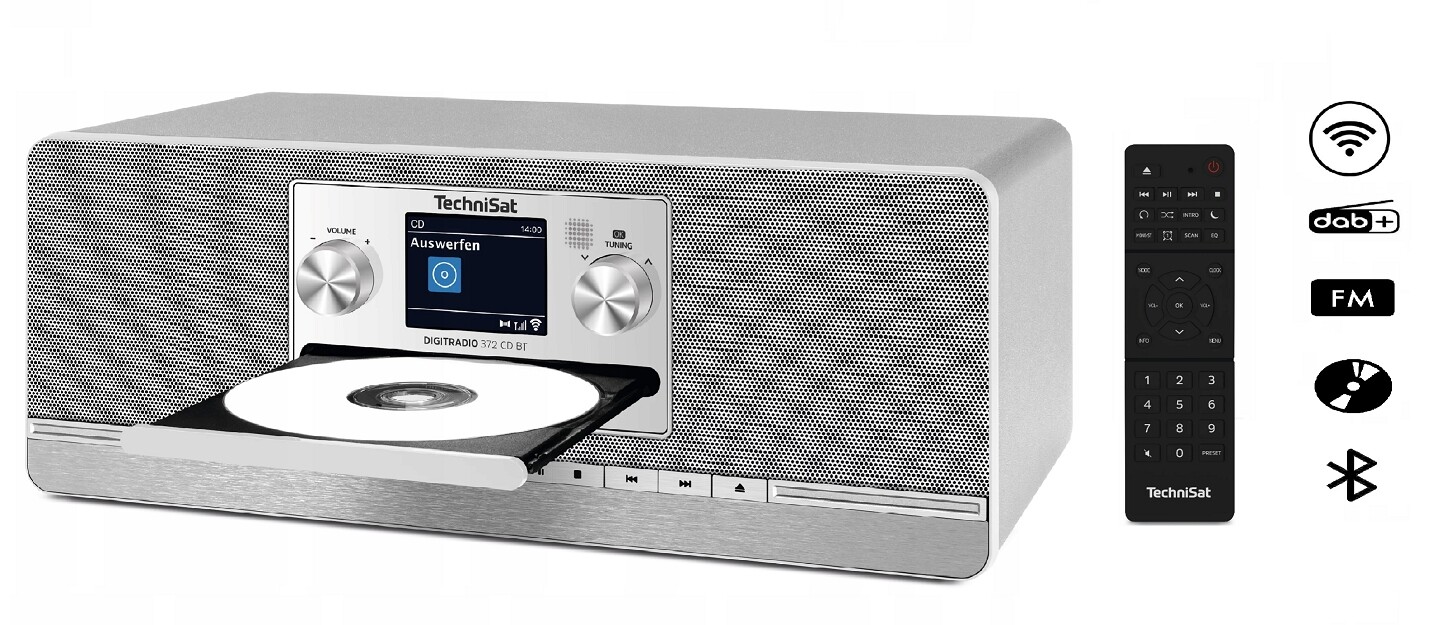 Rádio TechniSat Internet CD Dab+ Fm Bt Usb 2×5 W Digitradio 372 stříbrné