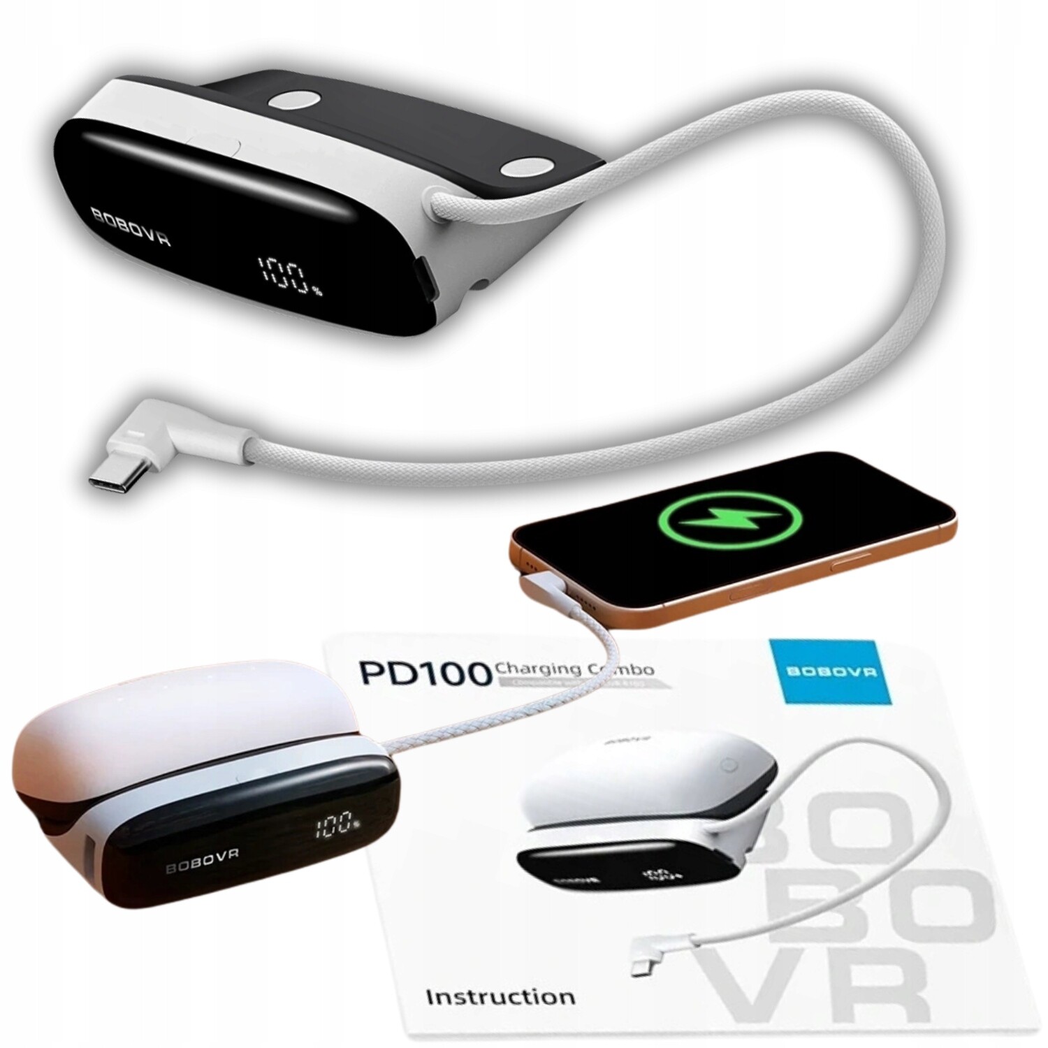 Dokovací Stanice 2V1 Pro Nabíjení S Baterií B100 BoboVR Powerbank Meta Quest