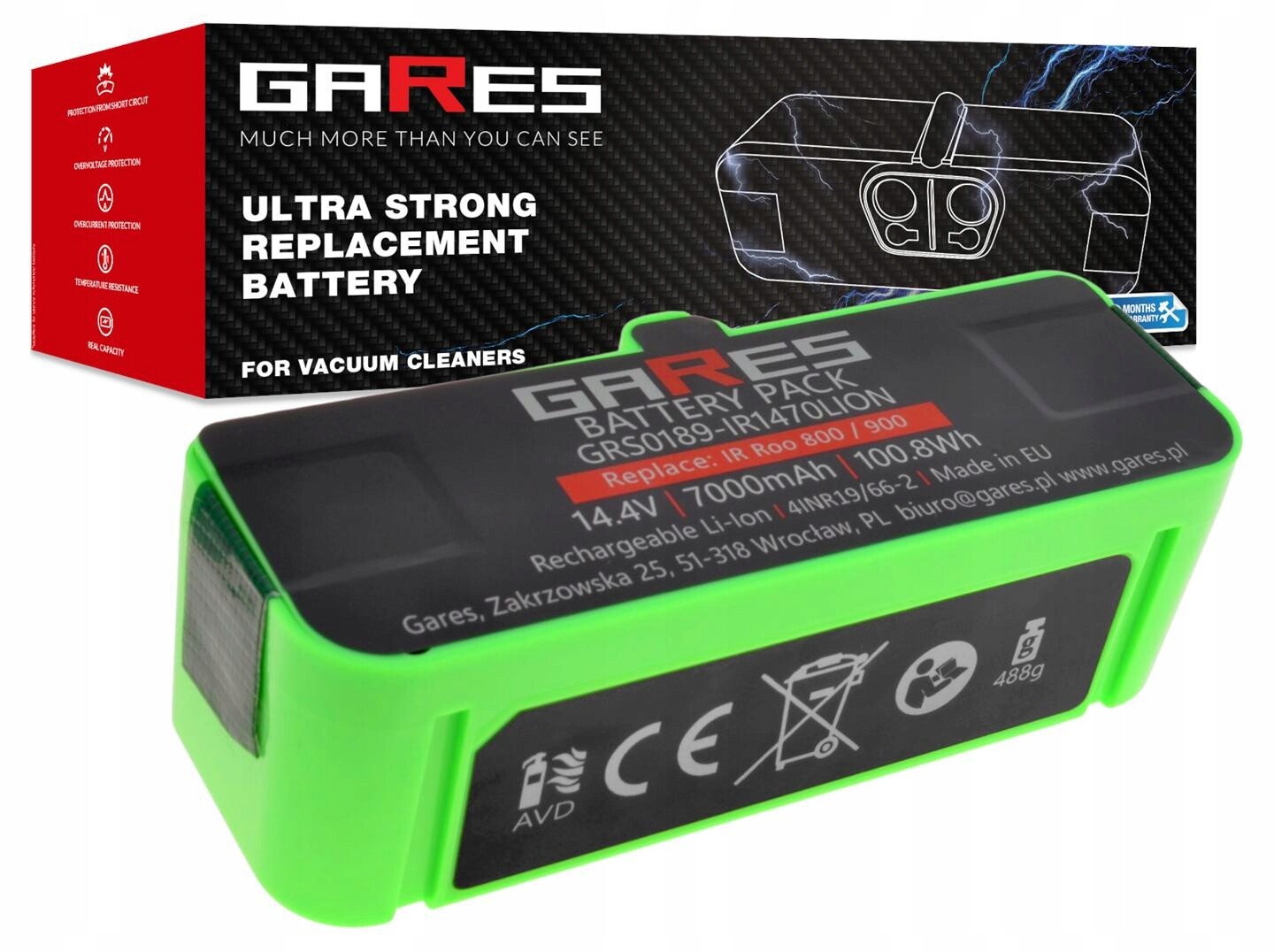 Akumulátor Gares pro iRobot Roomba 900 960 961 964 965 970 980 986 14,4V 7Ah