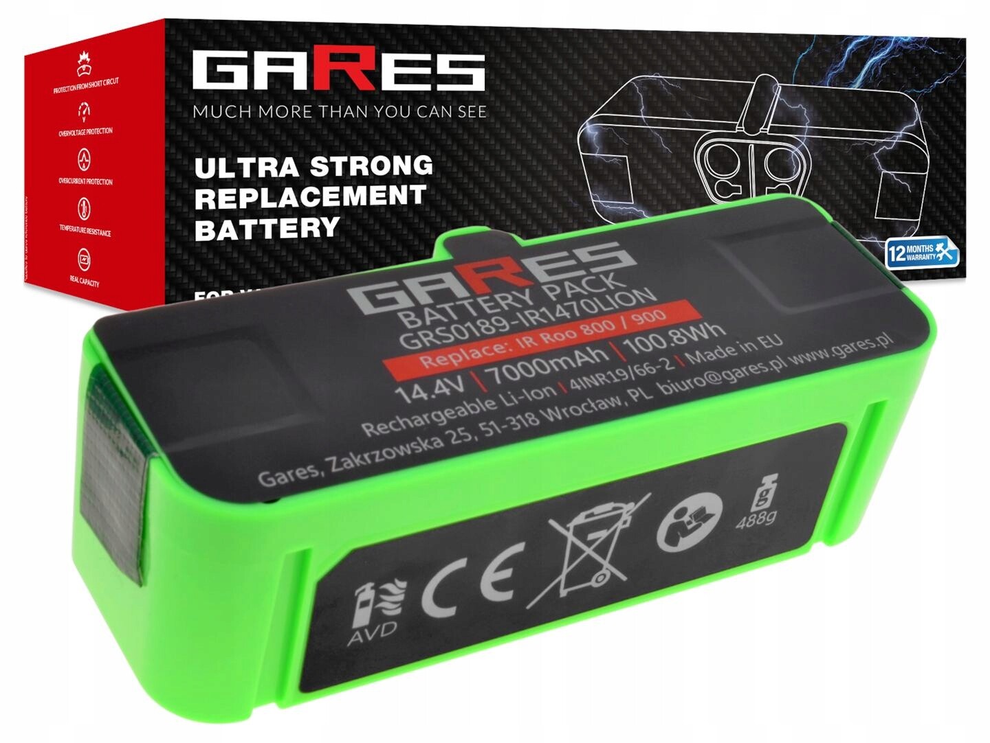 Akumulátor Gares pro iRobot Roomba 800 890 891 895 896 899 14,4V 7,0Ah