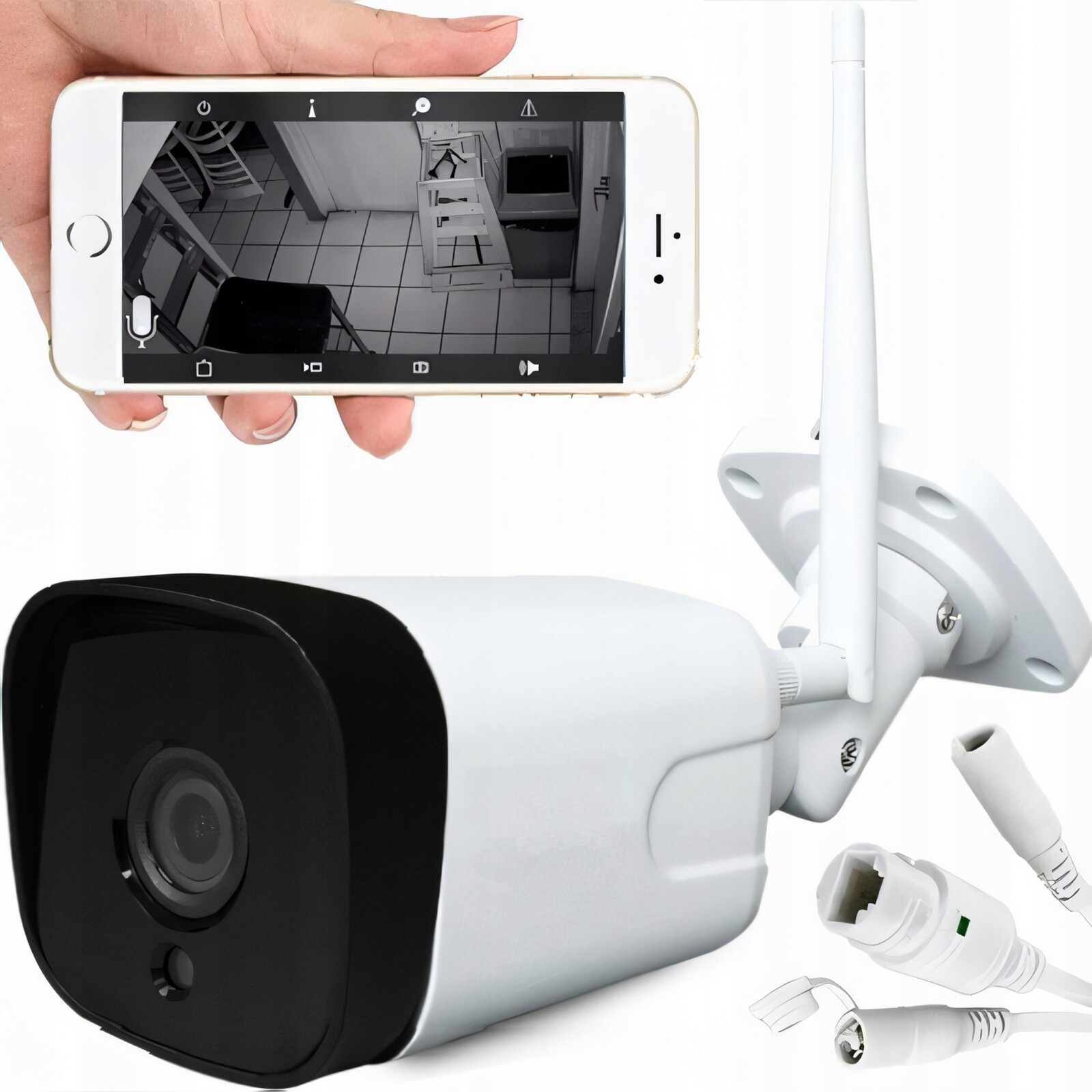 Bezdrátová Venkovní Wifi Ip Kamera 1080p Full Hd 2MPX Monitorovací Alarm