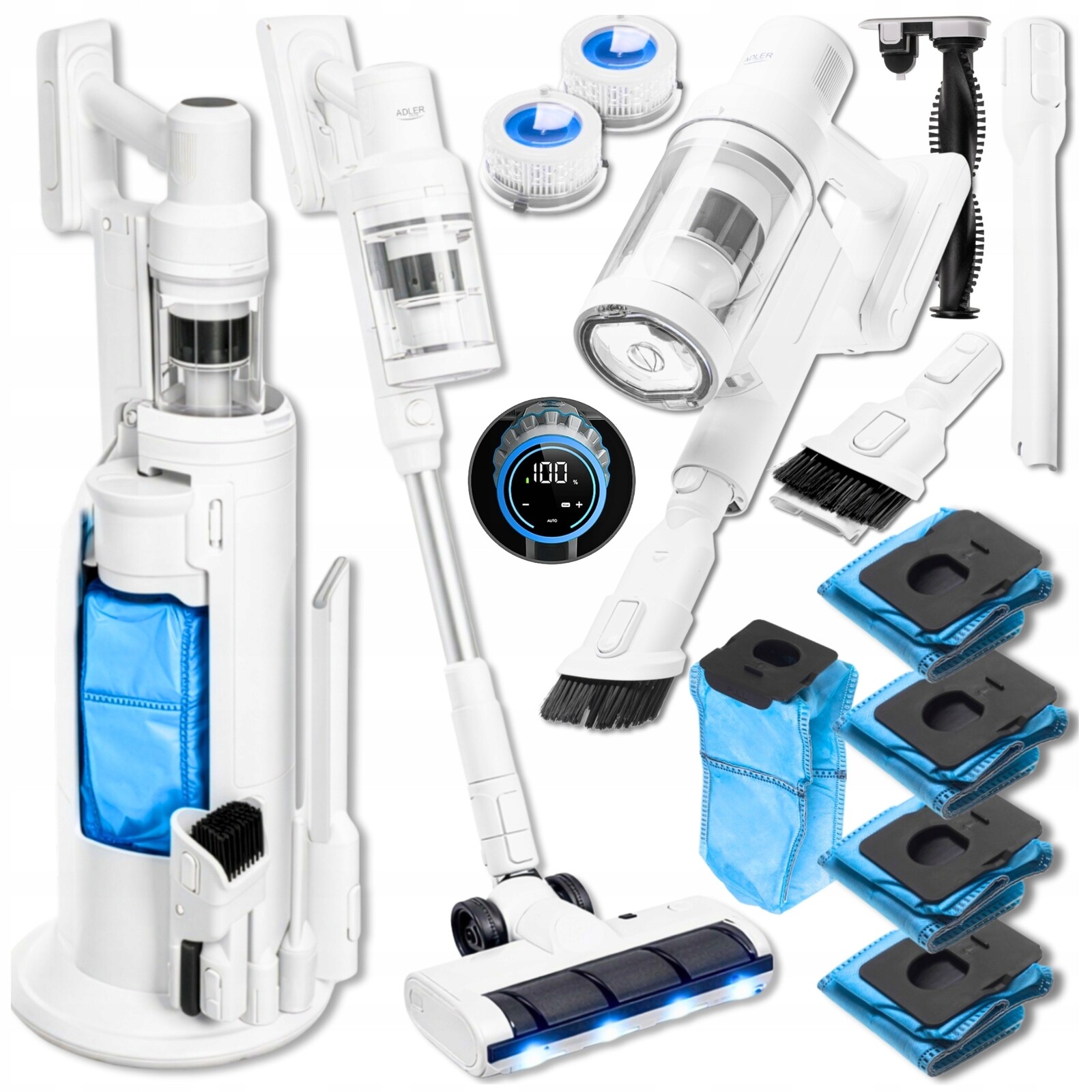 Vysavač Bezdrátový Vertikální S Nabíjecí Stanicí Pro Čištění Výkonný 20v1