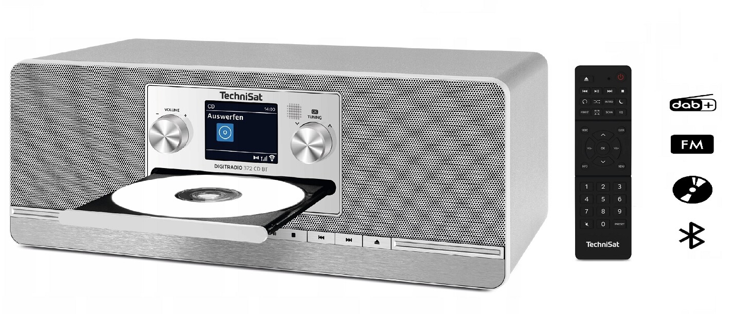 Rádio TechniSat CD Dab+ Fm Bluetooth Usb 2×5 W Digitradio 372 stříbrné