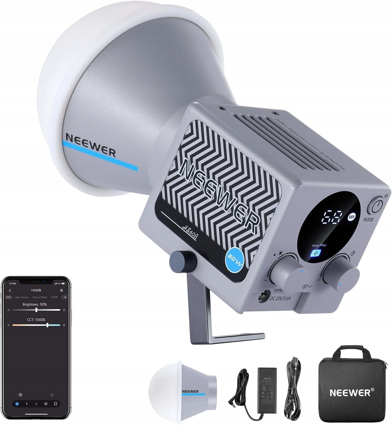 Neewer HS60B mini studiová lampa s ovládáním pomocí aplikace