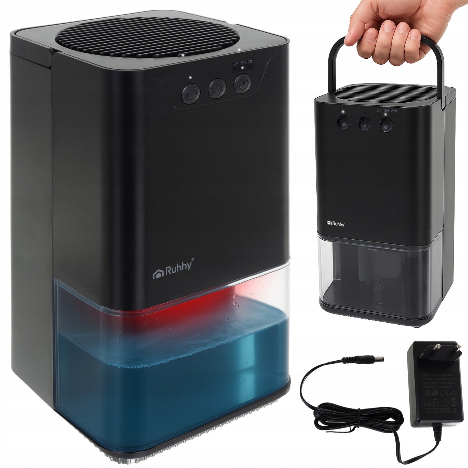 Odvlhčovač vzduchu, pohlcovač vlhkosti s Led podsvícením a časovačem