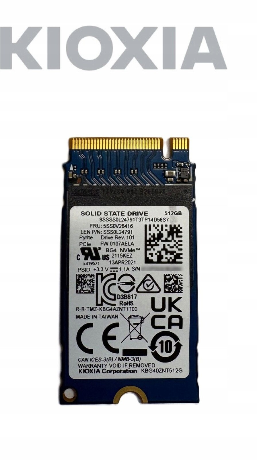 Ssd disk Kioxia BG4 512GB NVMe M.2 2230 PCIe Lenovo Oem 5SS0V26416