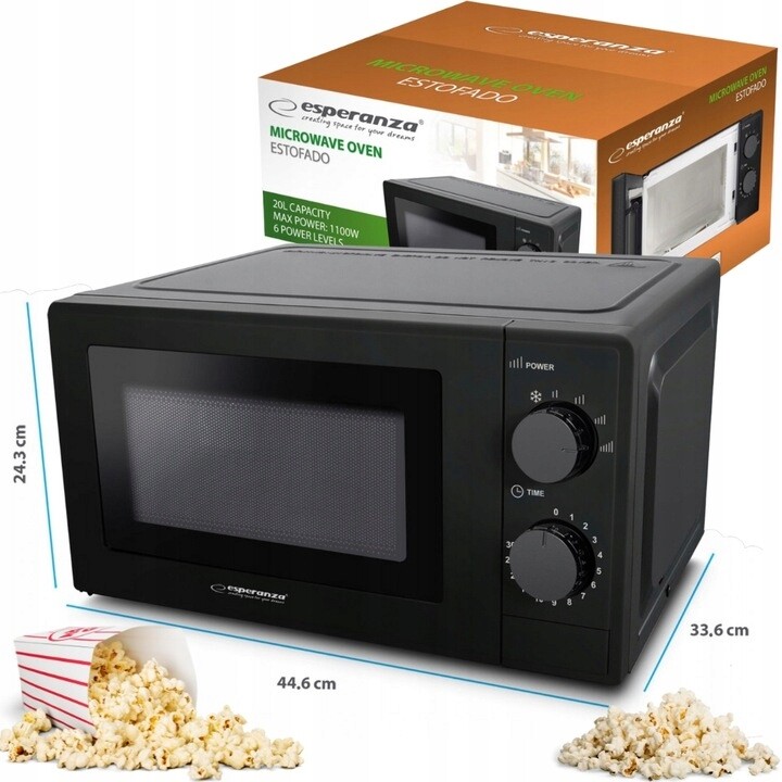 Mikrovlnná Trouba Mikrovlnná Volně Stojící Mikrovlnná Trouba Černá 700W 20L