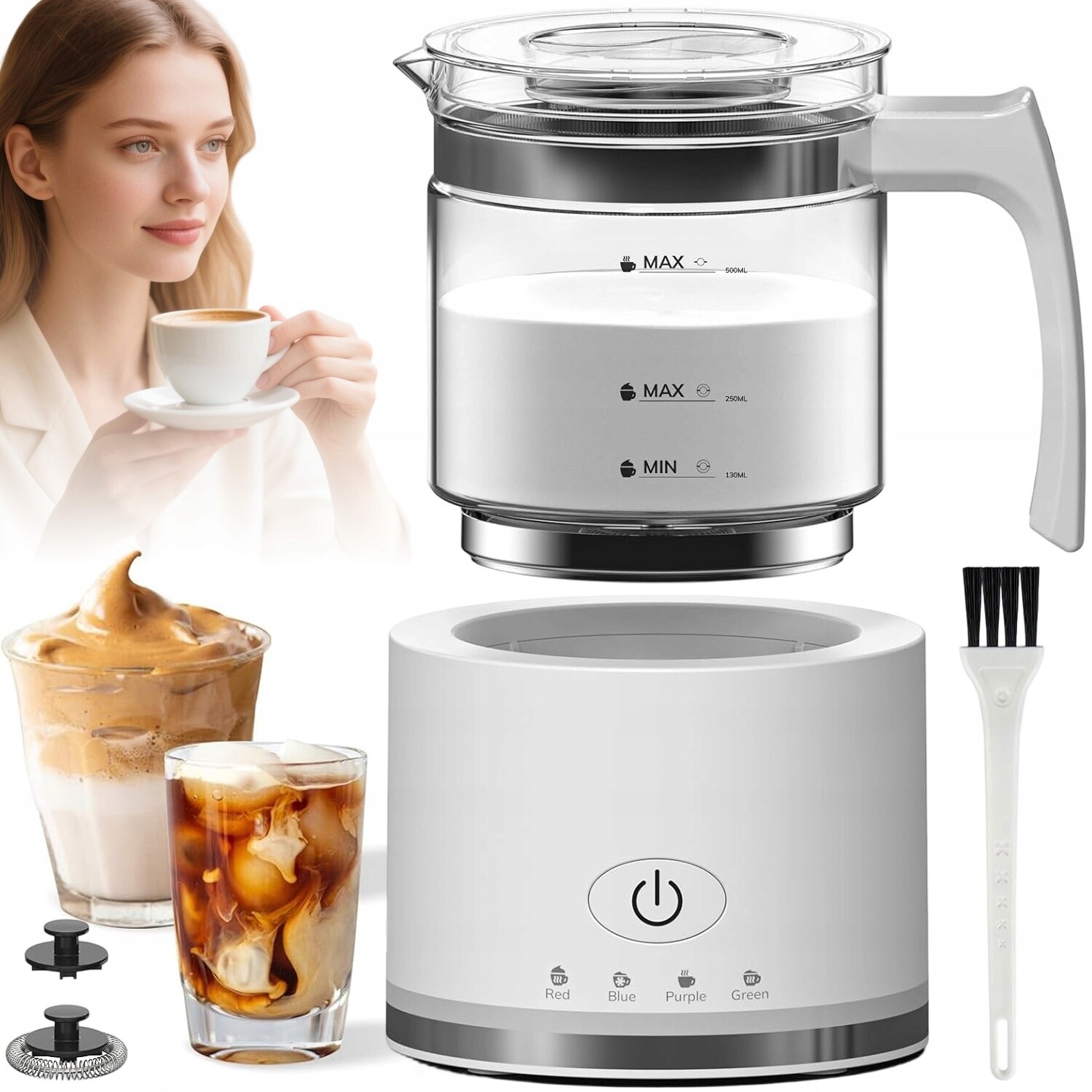 Elektrický napěňovač mléka o objemu 500 ml 4 Režimy Led Displej