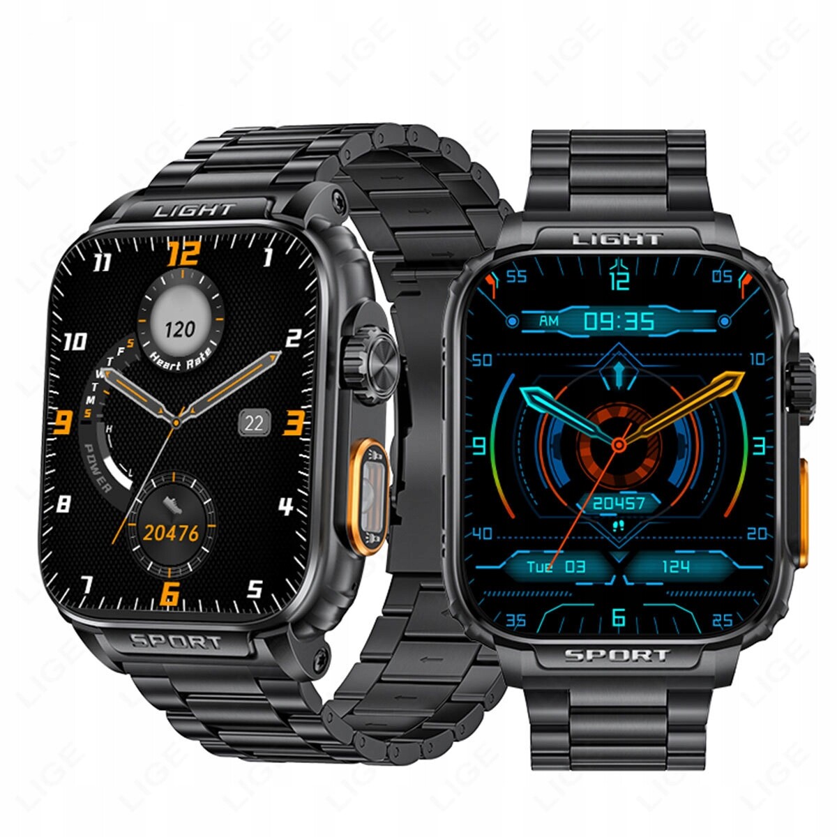 Chytré Hodinky stříbrné Amoled 1,43'' Bluetooth vodotěsné