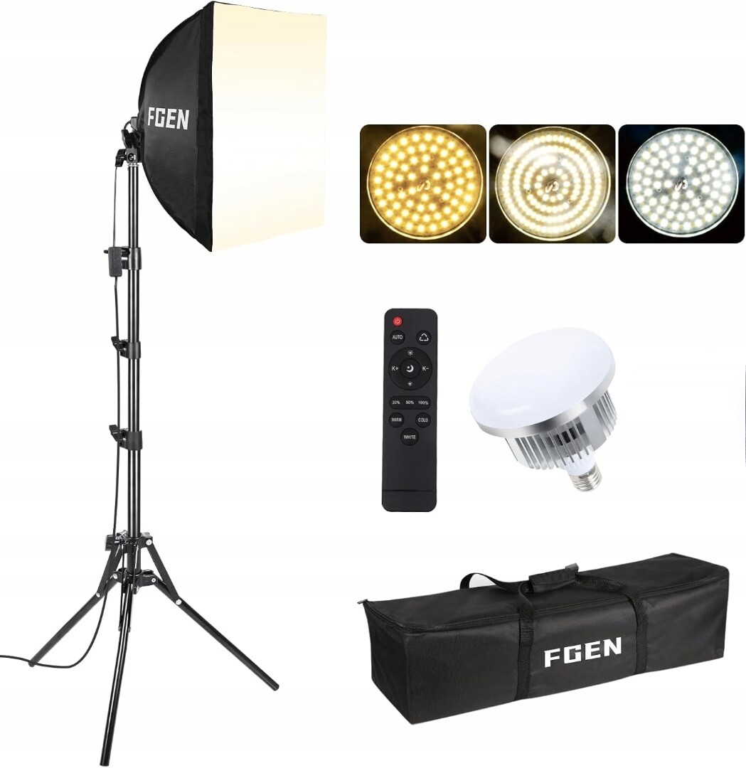 Led Fotografické Osvětlení Sada Fgen Led 85W Bulb Softbox Video