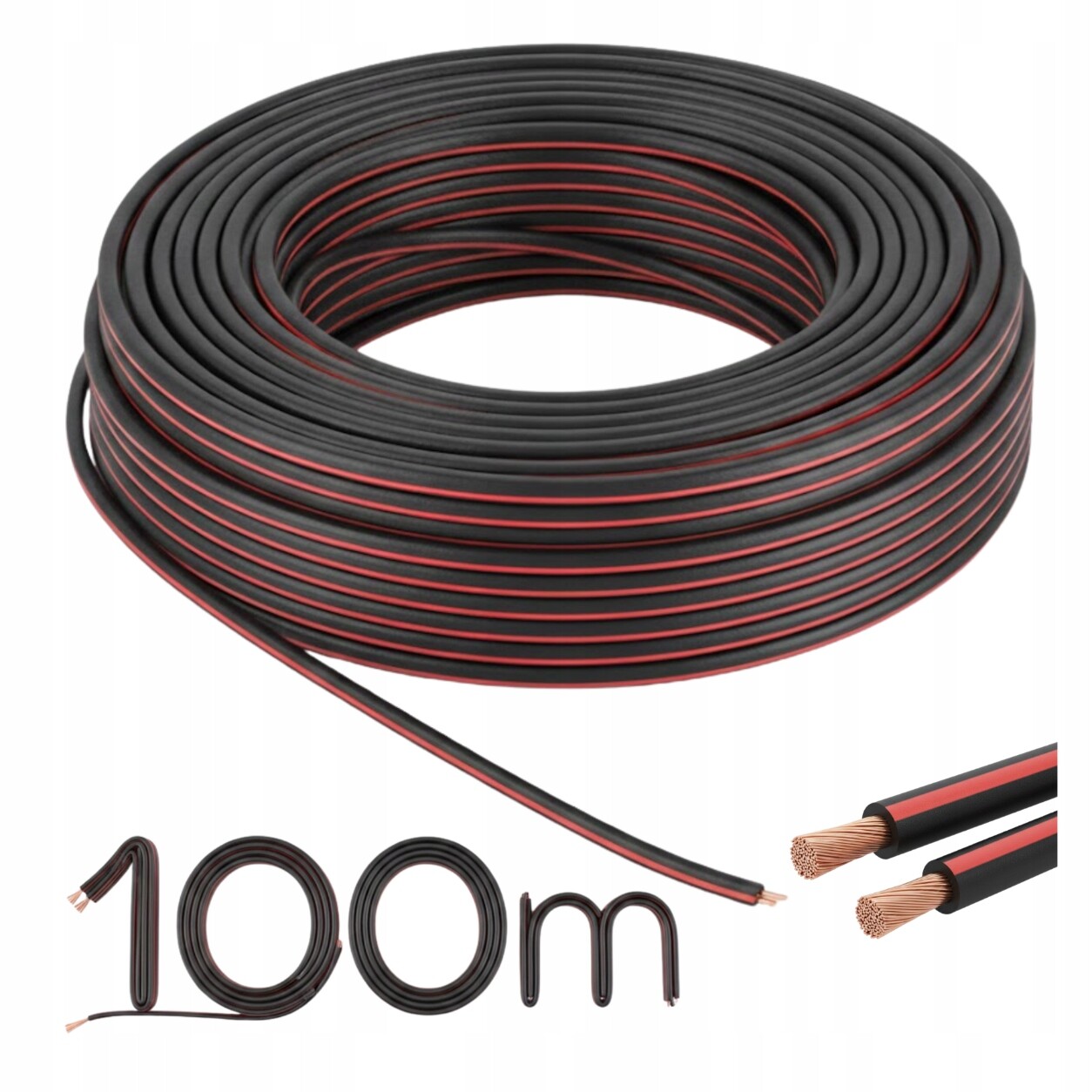 Kabel pro Led pásky 2x0,75 mm Rolka 100 m Dvoužilový reproduktorový kabel Cívka