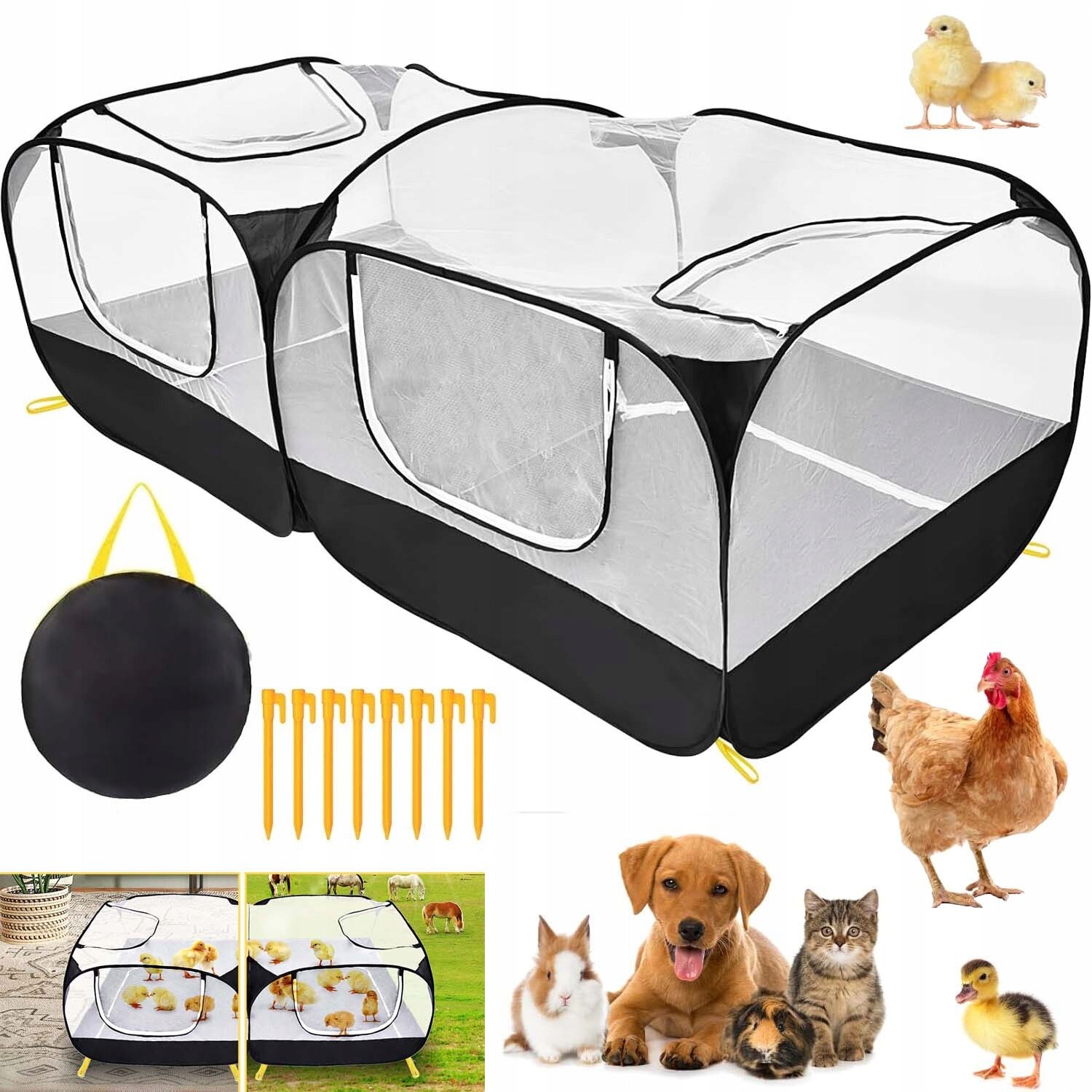 Skládací Kotec Pro Psa Pelíšek Klec Pro Kočičí Zvířata Velká 185*94*64 CM