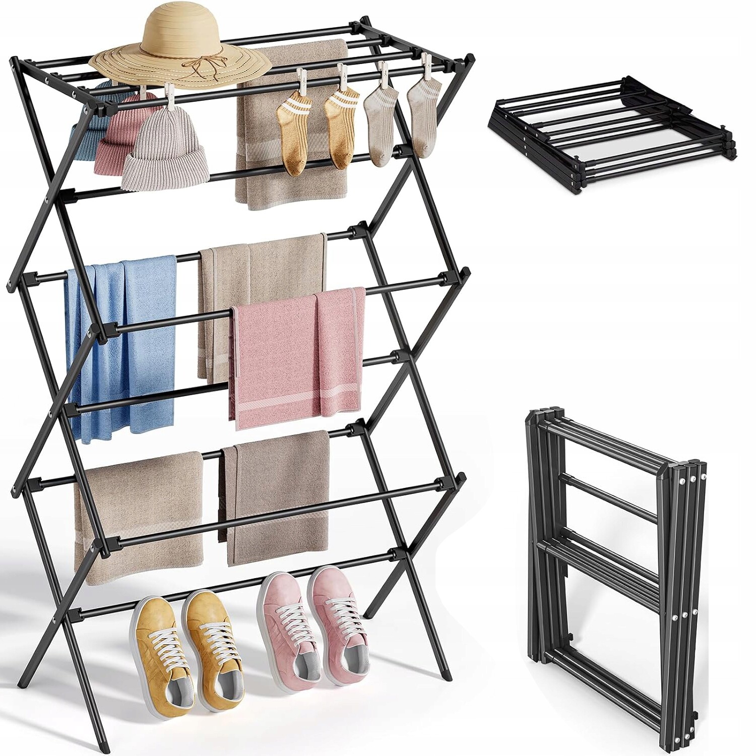 Sušák Na Oblečení 6 Úrovní Věžová S 11 Tyčemi Na Většinu Oděvů