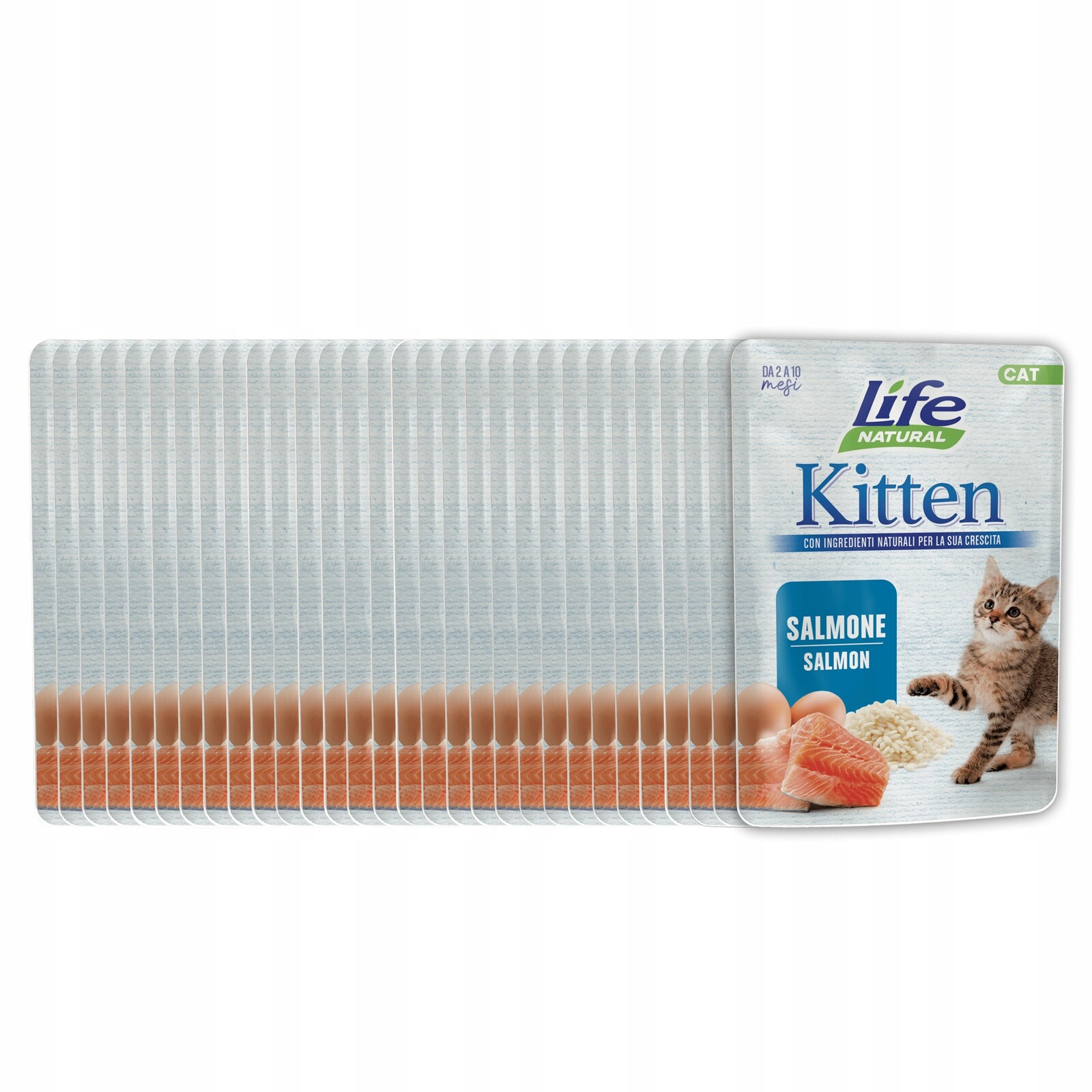 Life Cat Natural Kitten Krmivo pro koťata kapsička Set 30x70g Losos