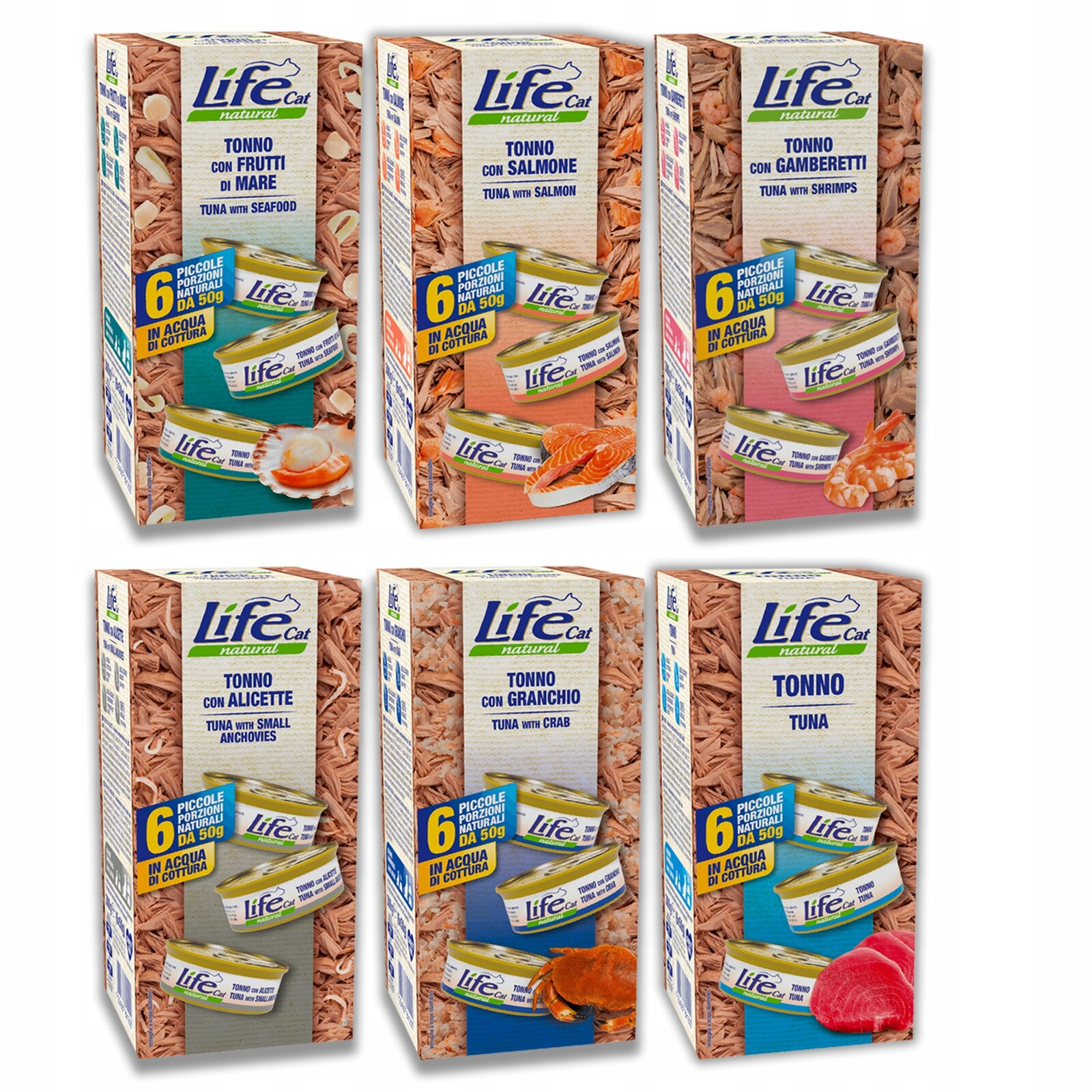 Life Cat Multibox Krmivo pro kočky konzerva 6x50g 6 ks MIX 6 rybích příchutí