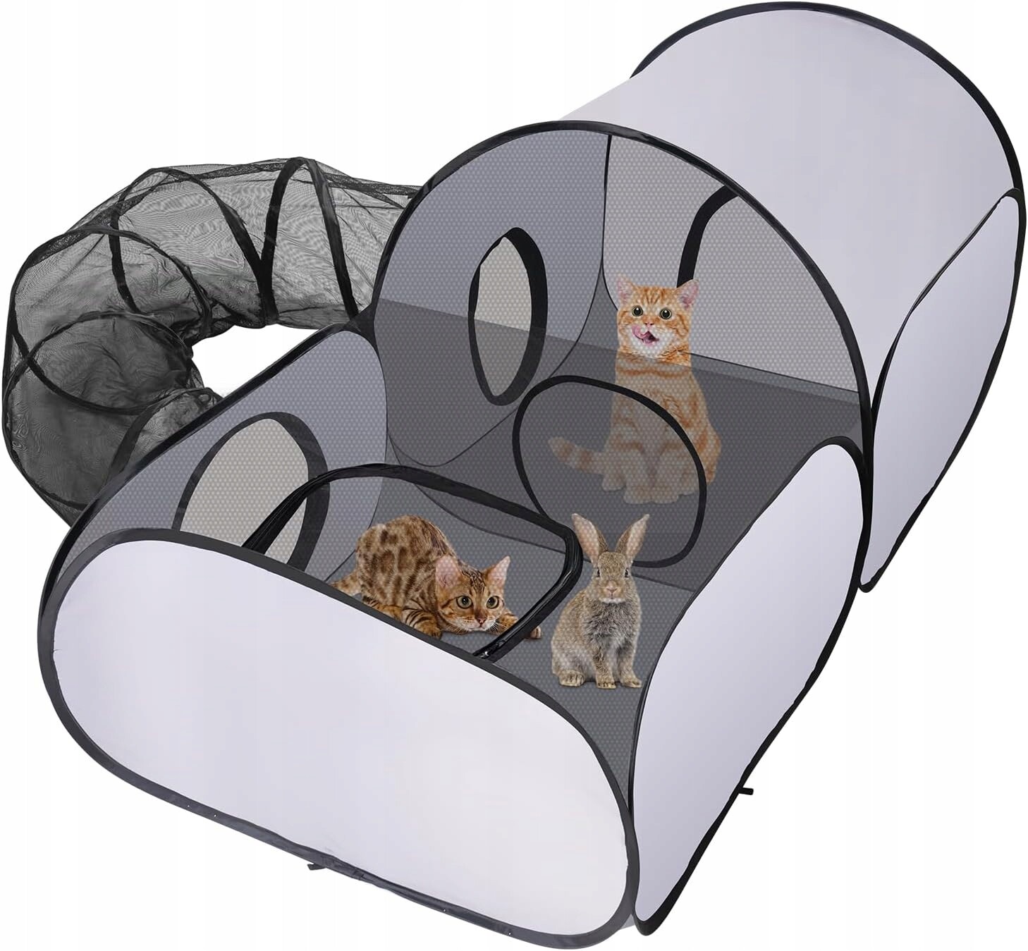 Kotec Pro Kočky Fuzzfables, Skládací, S Tunelem, Síťkou, Dům I Venkovní Použití