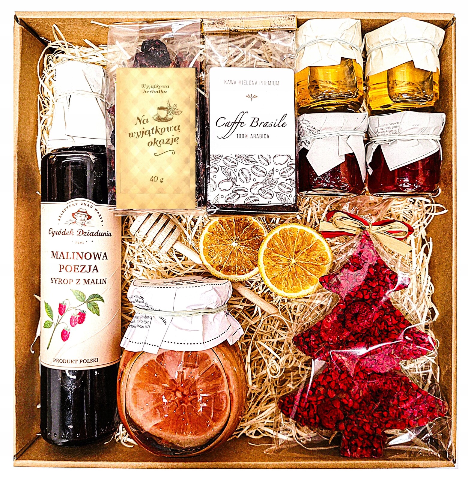 Dárkový Koš Na Dárek Med Čaj Sirup Vánoční Stromek Káva Mikulášské Svátky