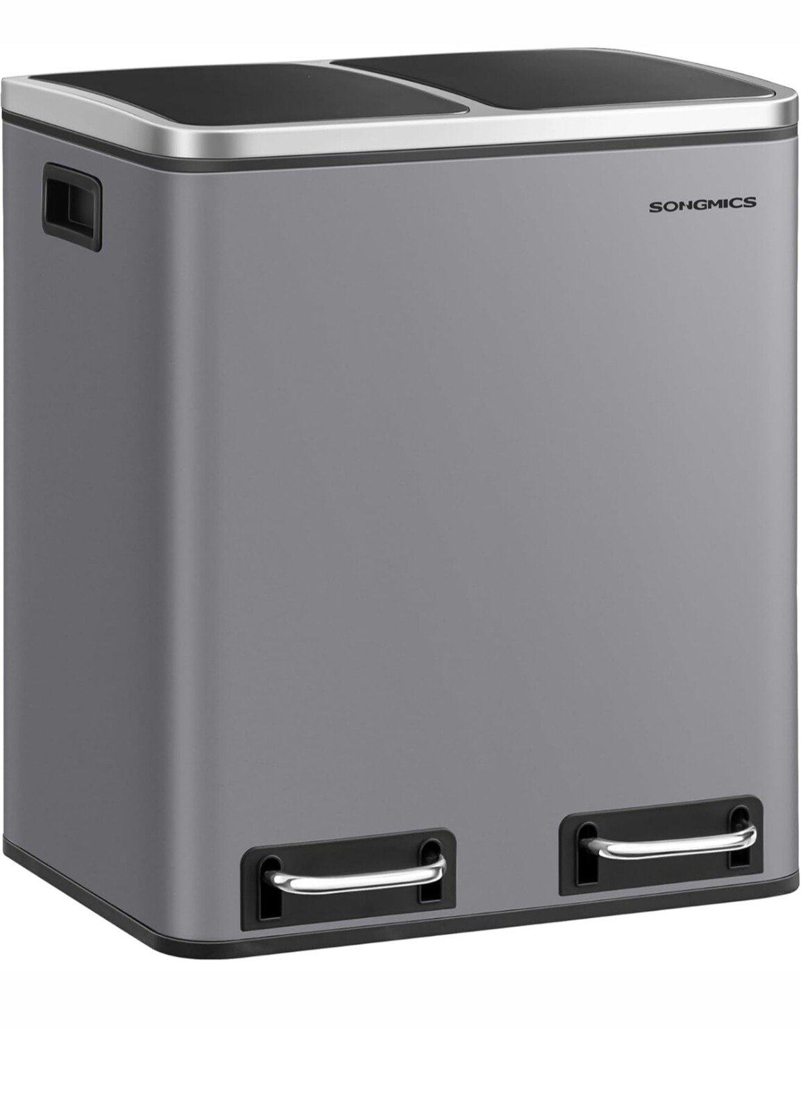 Songmics Odpadkový Koš 2X15 L, Odstíny Šedé