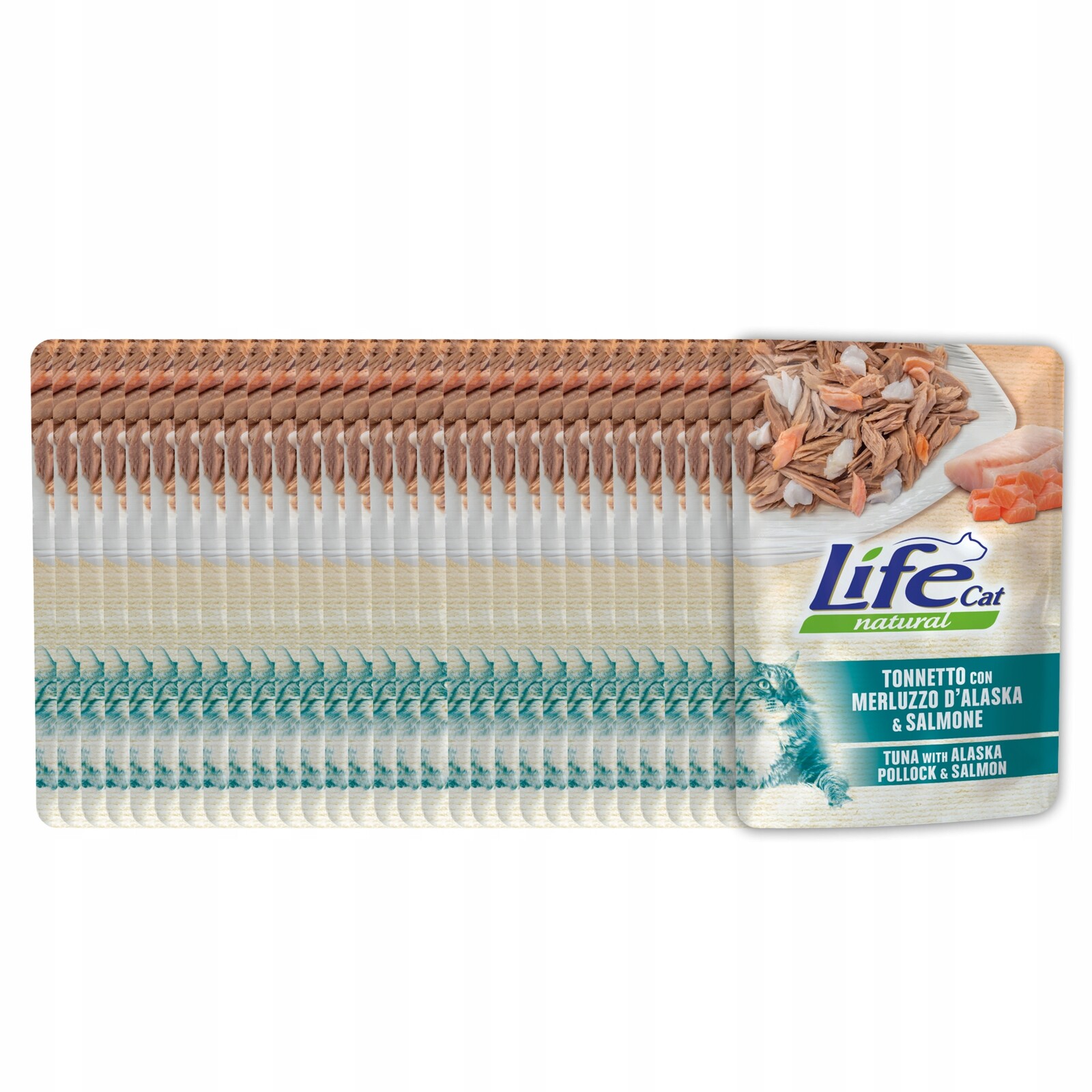 Life Cat Natural Krmivo pro kočky kapsička 30x70 g Tuňák Mintaj Losos
