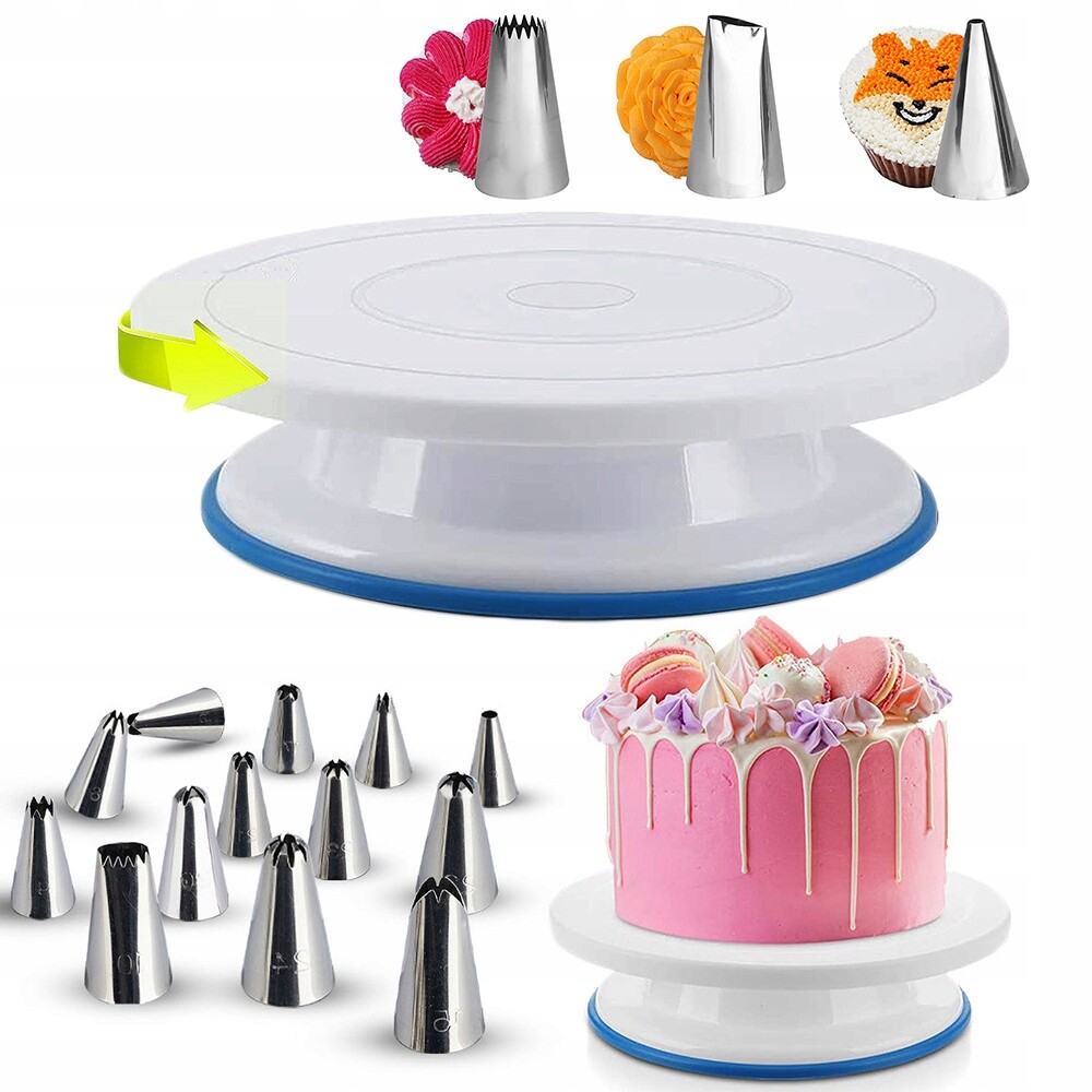 Akcesoria Pro Zdobení Dortu Otočný Dortový Stojan Cukrářské Nástavce 130 Ks