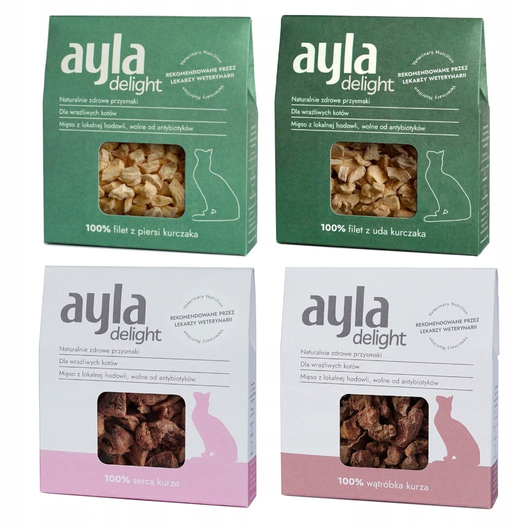 Ayla Delight Kuřecí směs 4x28g Lyofilizovaná Pamlsek Pro Kočky 100% Maso