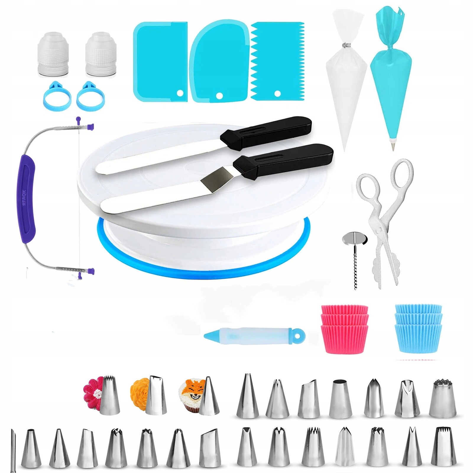 Sada Akcesoria Pro Zdobení Dortu Koláčů Cukrářský Sáček Cukrářský Špachtle 130 ks